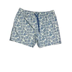 Mr Swim Floral Swim Trunks Blue White Drawstring Lined Men's XXL
